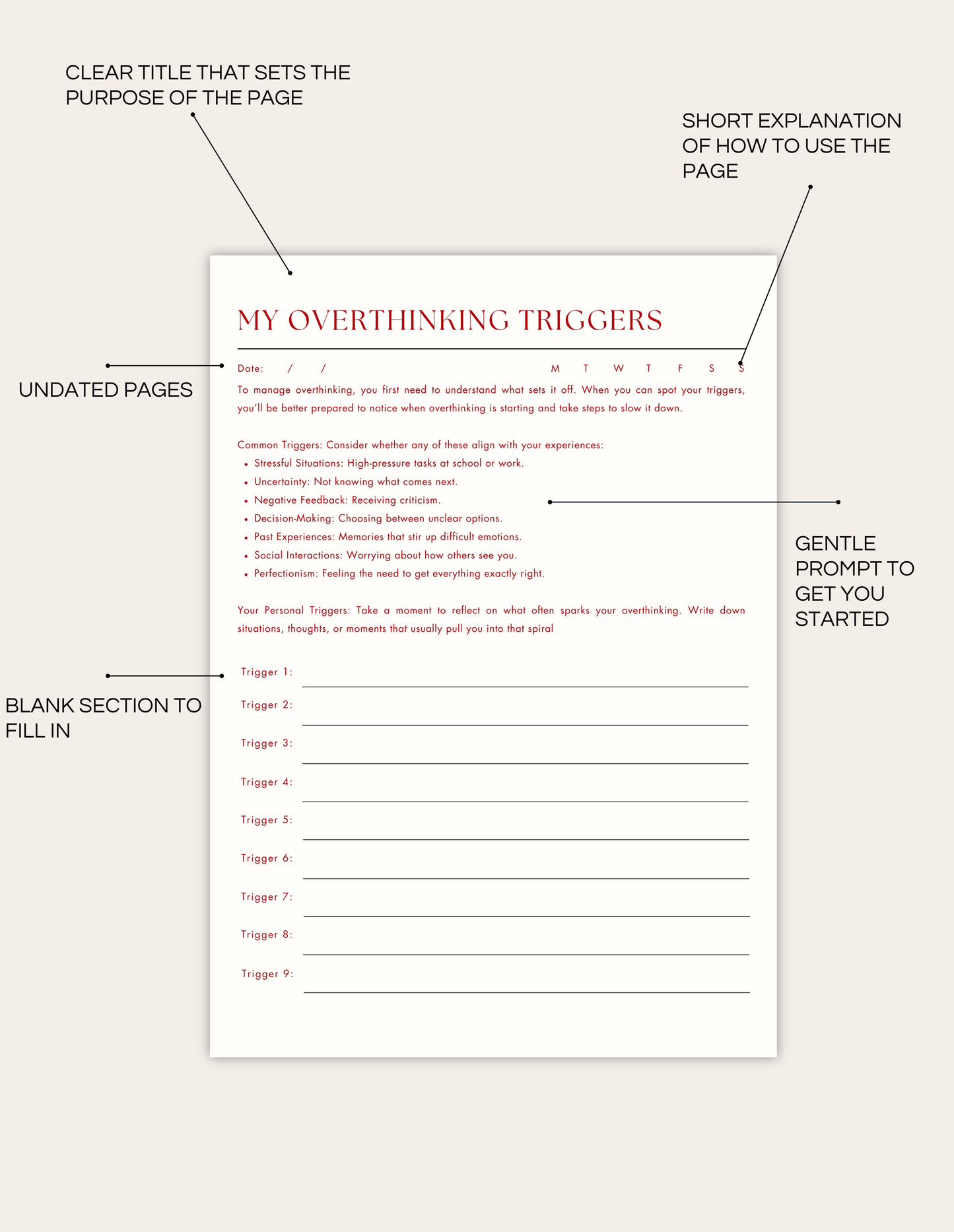 Stop Overthinking Workbook - Printable