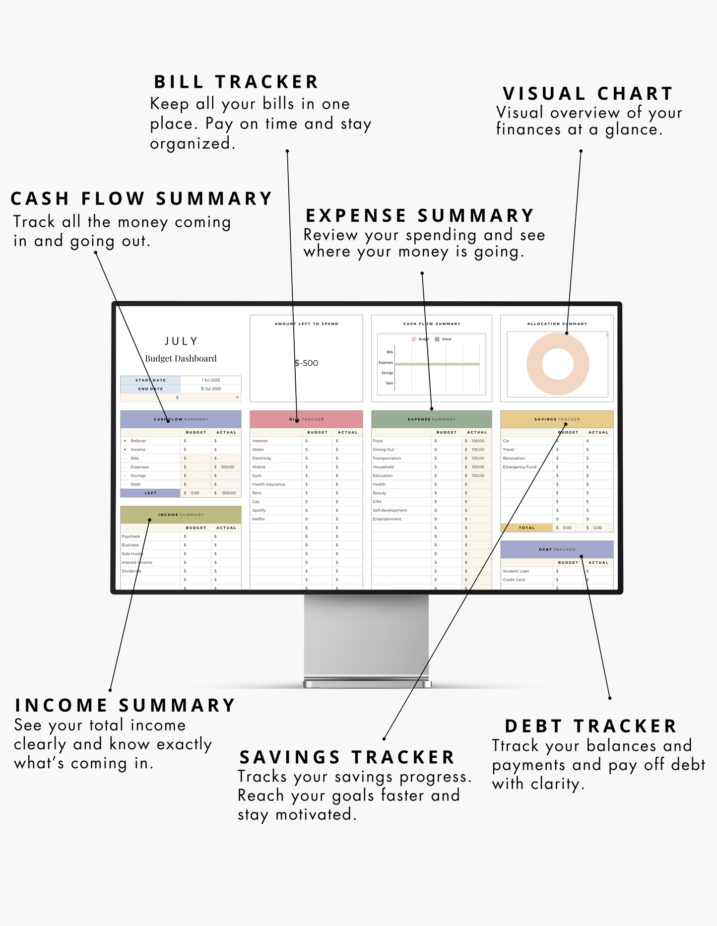 Simple Monthly Budget Tracker - Digital