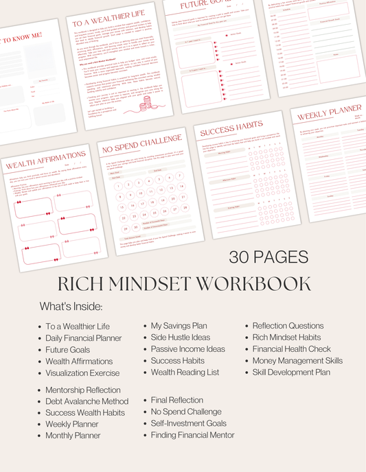 Rich Mindset Workbook - Printable