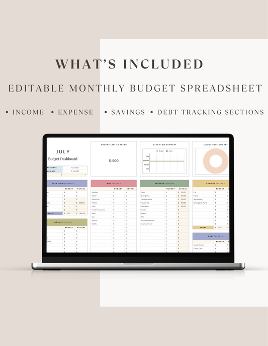 Simple Monthly Budget Tracker - Digital