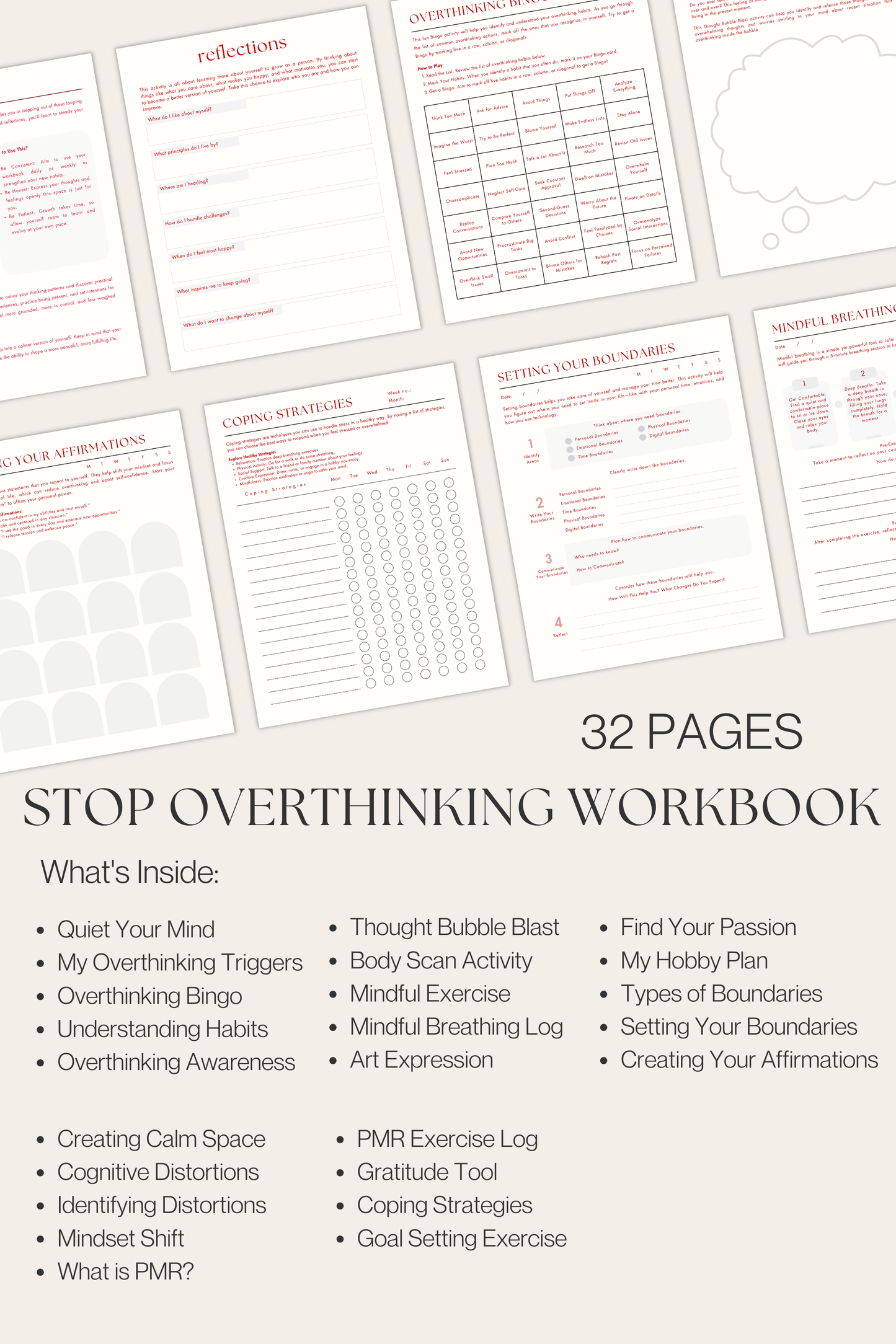 Stop Overthinking Workbook - Printable