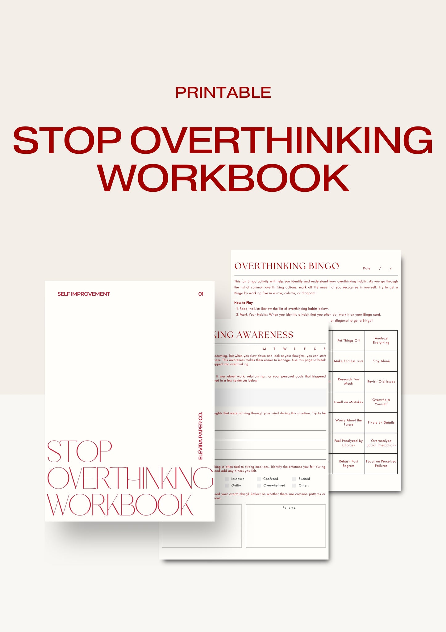 Stop Overthinking Workbook - Printable