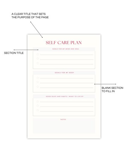 Self Care Planner - Printable
